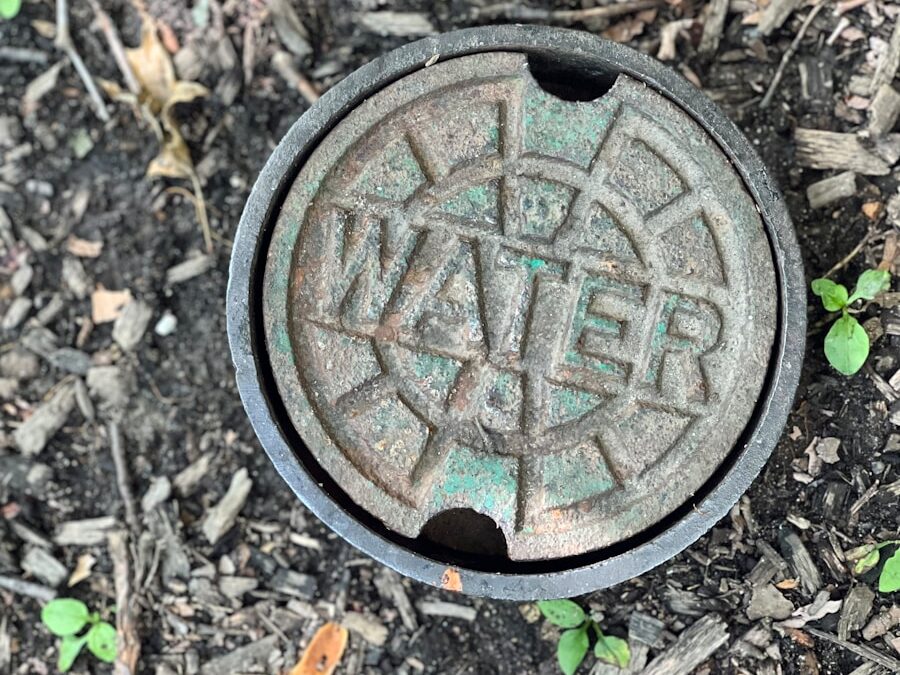 a round metal object on the ground